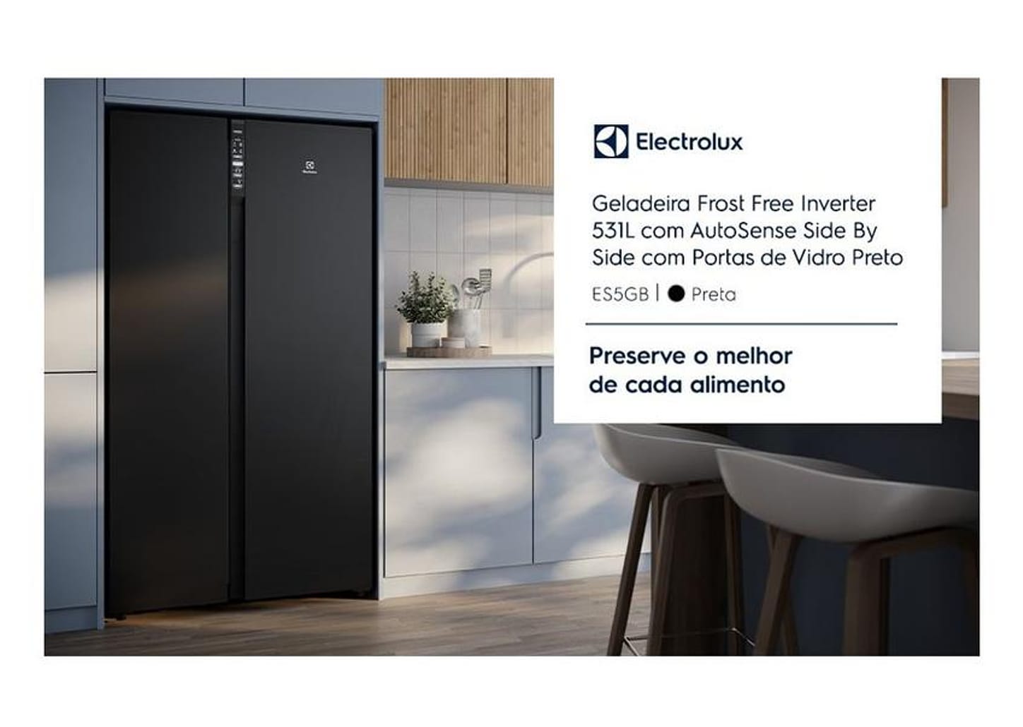 Geladeira/Refrigerador Electrolux Frost Free Side by Side Preto 531L ES5GB