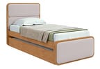 Cama de Solteiro com Cama Auxiliar Móveis Lopas Loop Amêndoa Clean e Corano Bege