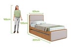 Cama de Solteiro com Cama Auxiliar Móveis Lopas Loop Amêndoa Clean e Corano Bege
