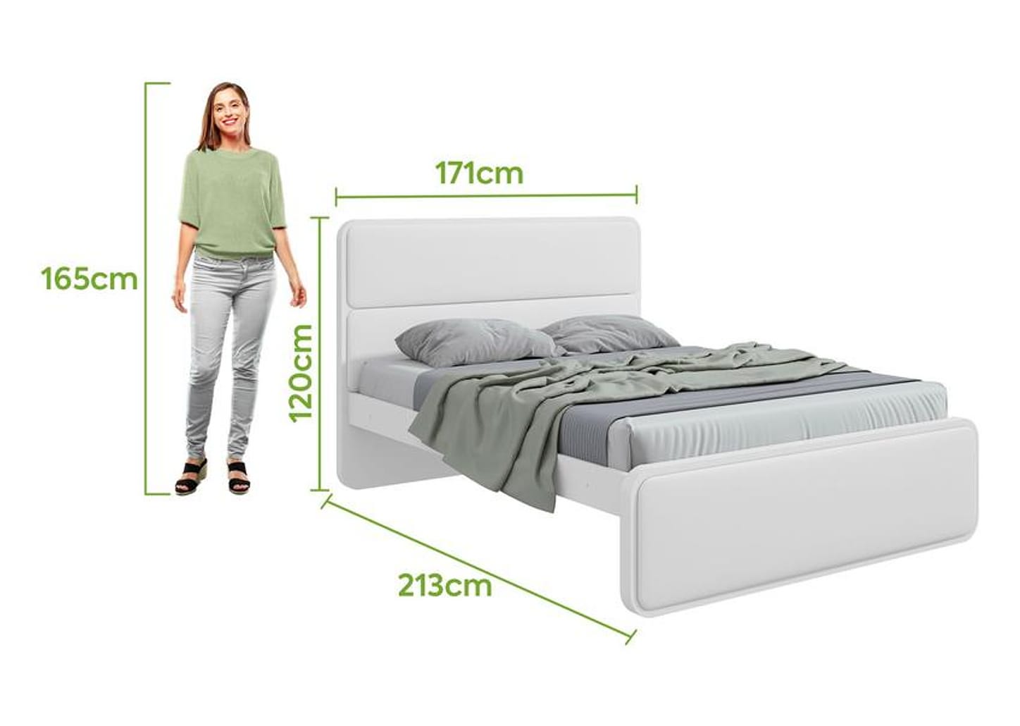 Cama de Casal Móveis Lopas Loop Branca