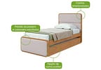 Cama de Solteiro com Cama Auxiliar Móveis Lopas Loop Amêndoa Clean e Corano Bege