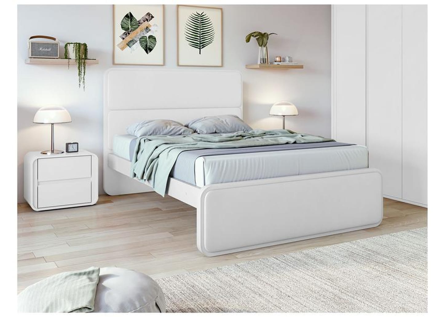 Cama de Casal Móveis Lopas Loop Branca