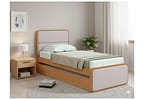 Cama de Solteiro com Cama Auxiliar Móveis Lopas Loop Amêndoa Clean e Corano Bege