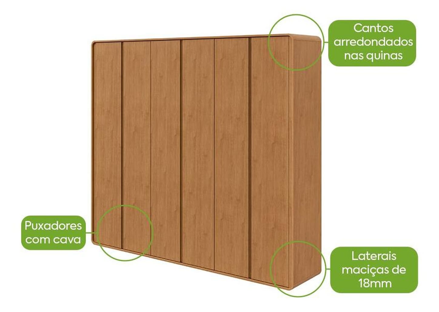 Guarda-roupa 6 Gavetas 6 Portas Móveis Lopas Casal Loop