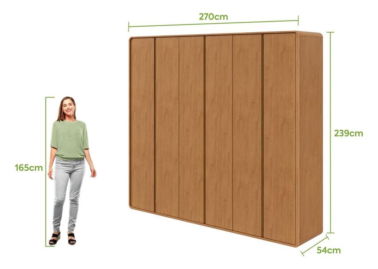 Guarda-roupa 6 Gavetas 6 Portas Móveis Lopas Casal Loop