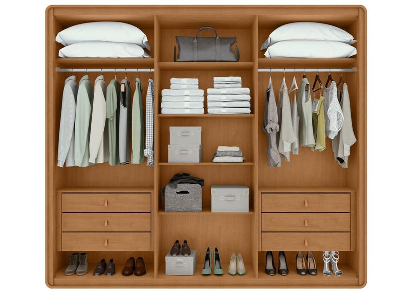 Guarda-roupa 6 Gavetas 6 Portas Móveis Lopas Casal Loop