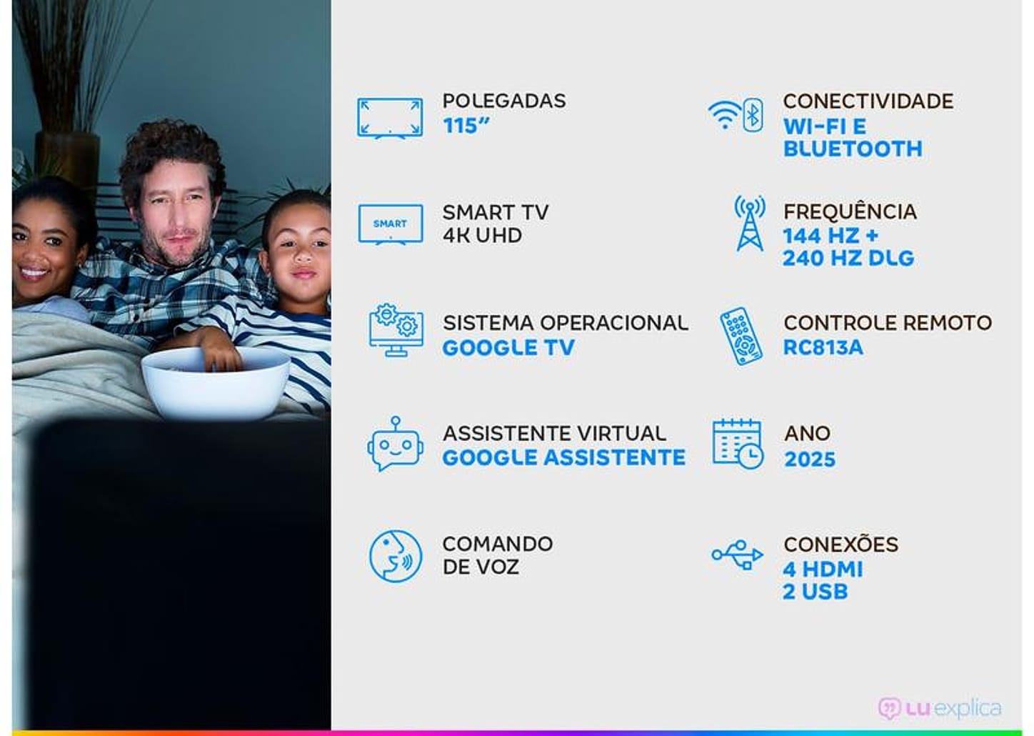 Smart TV 115" TCL 4K UHD QLED Mini LED 115C7K Google TV 2025