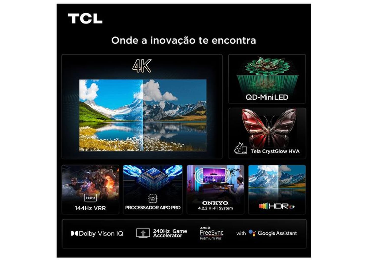 Smart TV 115" TCL 4K UHD QLED Mini LED 115C7K Google TV 2025