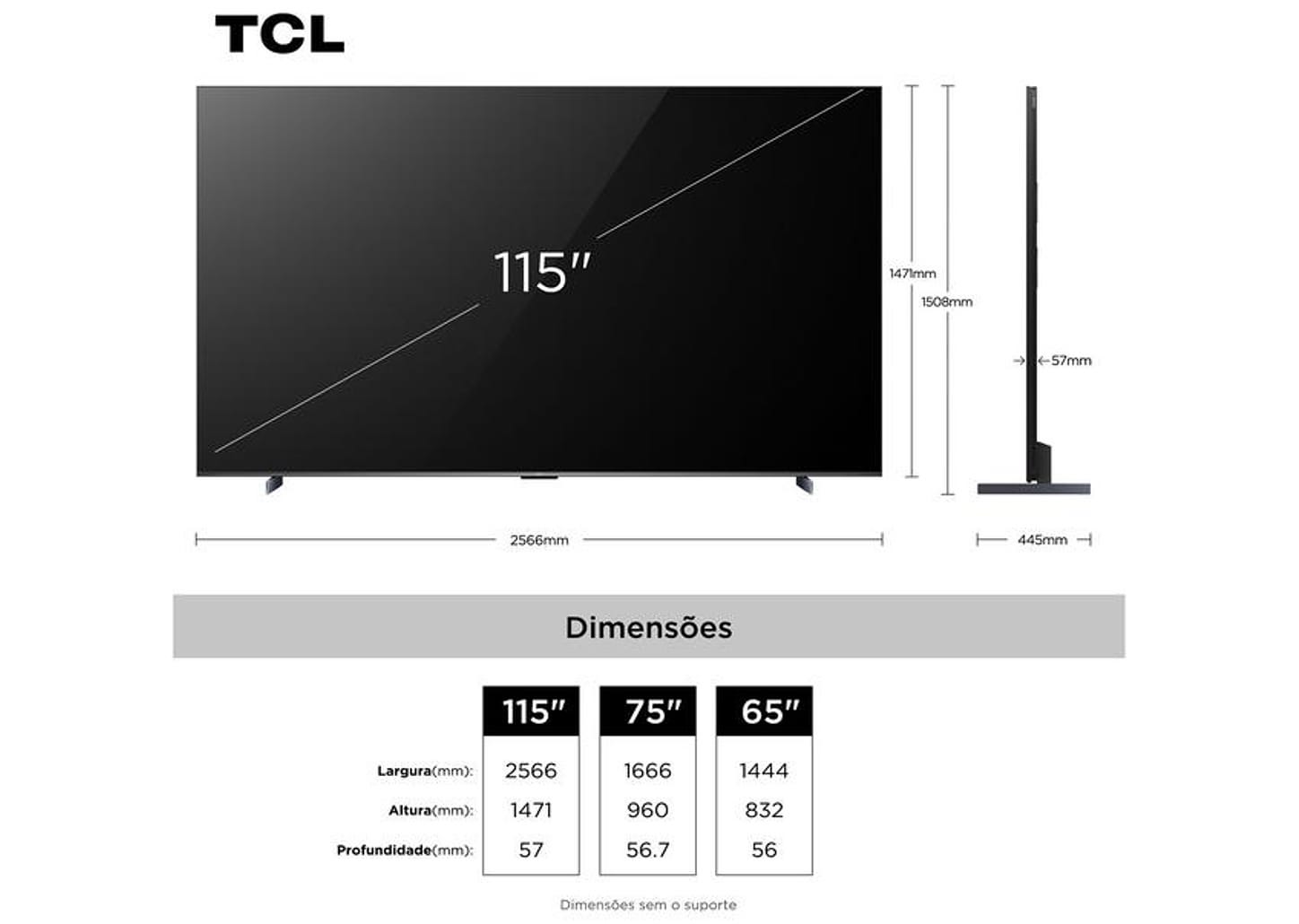 Smart TV 115" TCL 4K UHD QLED Mini LED 115C7K Google TV 2025