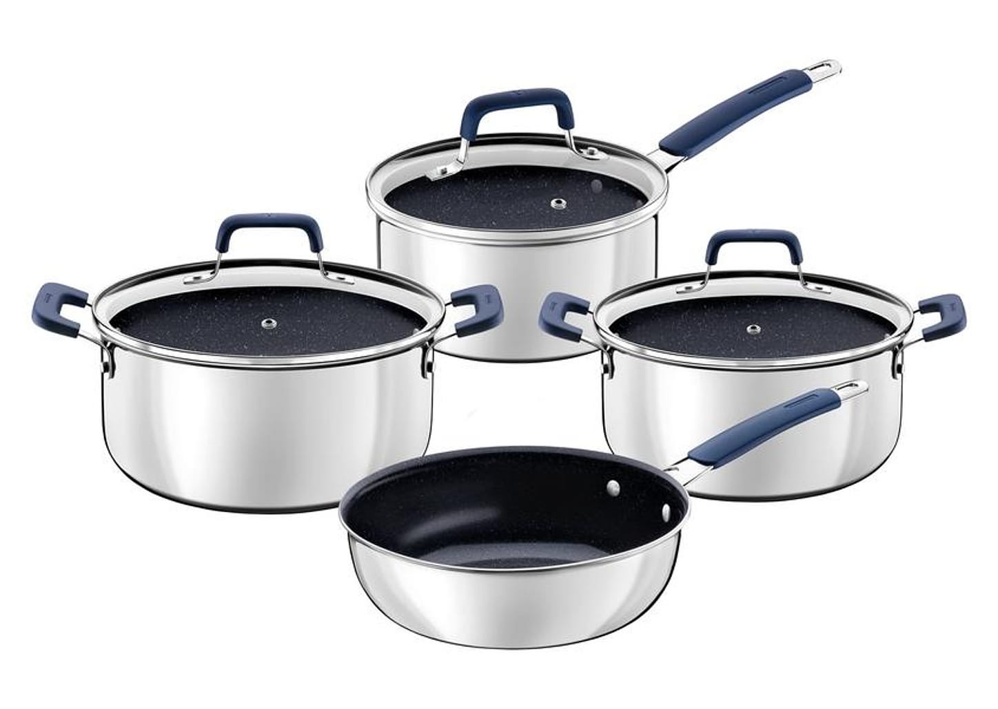 Jogo de Panelas Tramontina Revestimento Cerâmico Preto e Inox 4 Peças Romagna