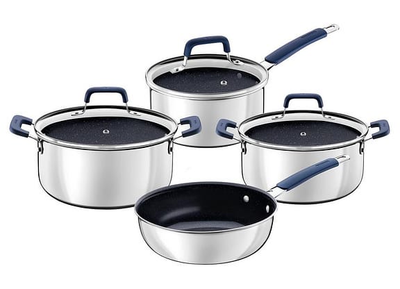 Jogo de Panelas Tramontina Revestimento Cerâmico Preto e Inox 4 Peças Romagna