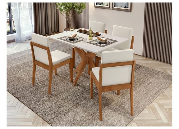 Mesa de Cozinha 4 Cadeiras Retangular Madeira Donna Nesher