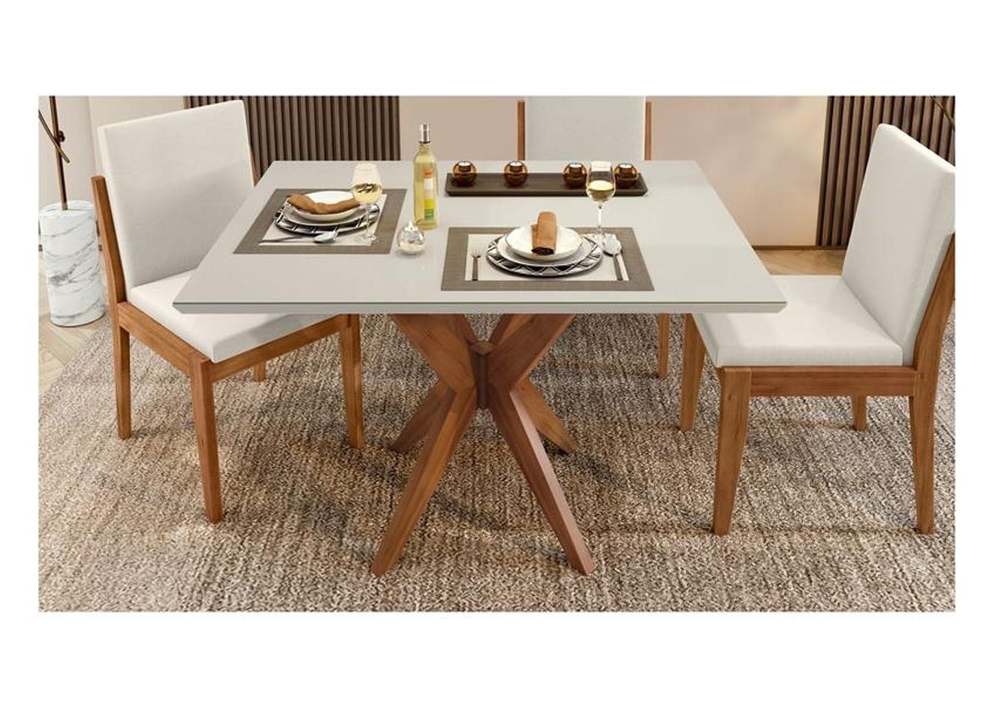 Mesa de Cozinha 4 Cadeiras Retangular Madeira Donna Nesher