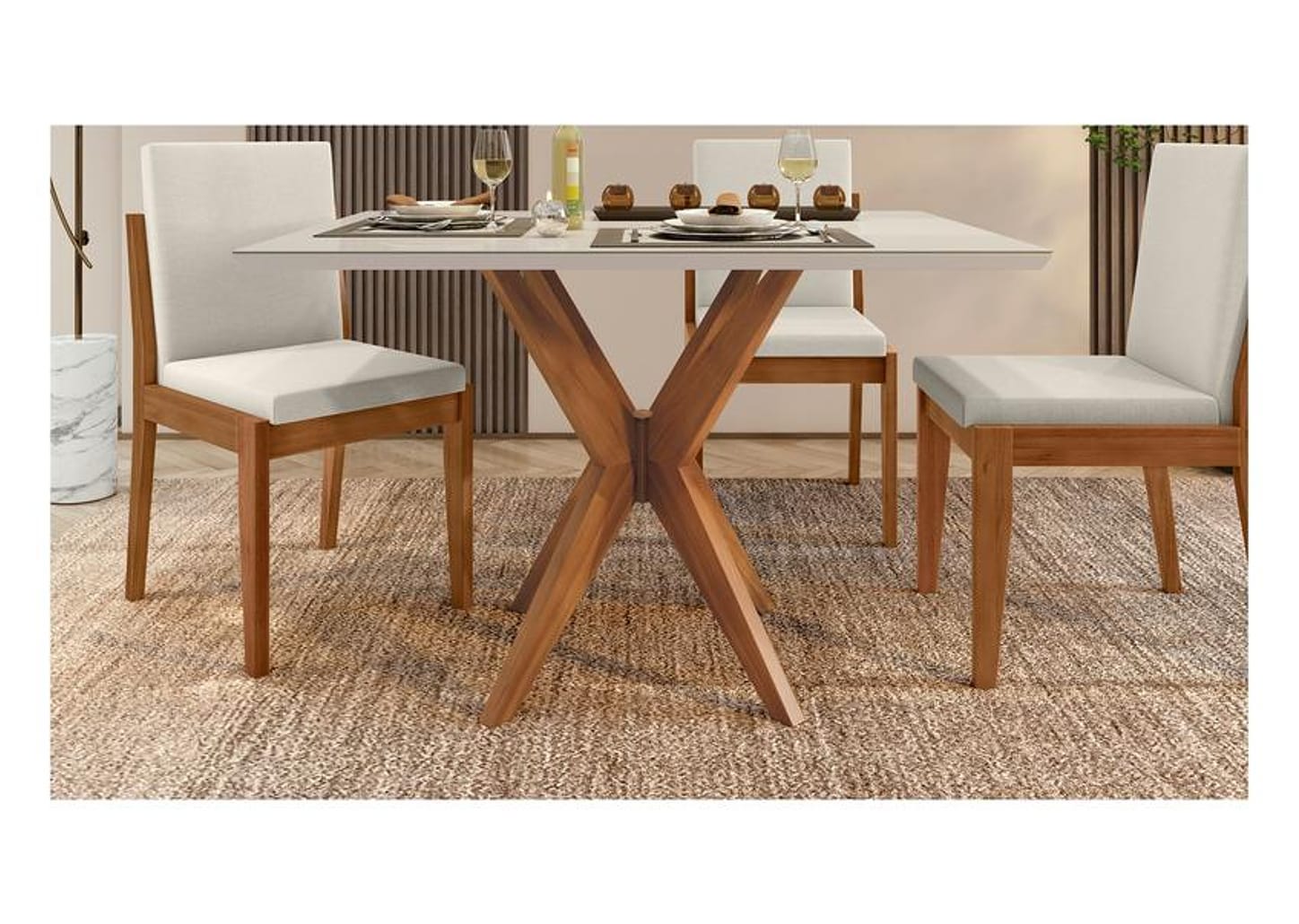 Mesa de Cozinha 4 Cadeiras Retangular Madeira Donna Nesher