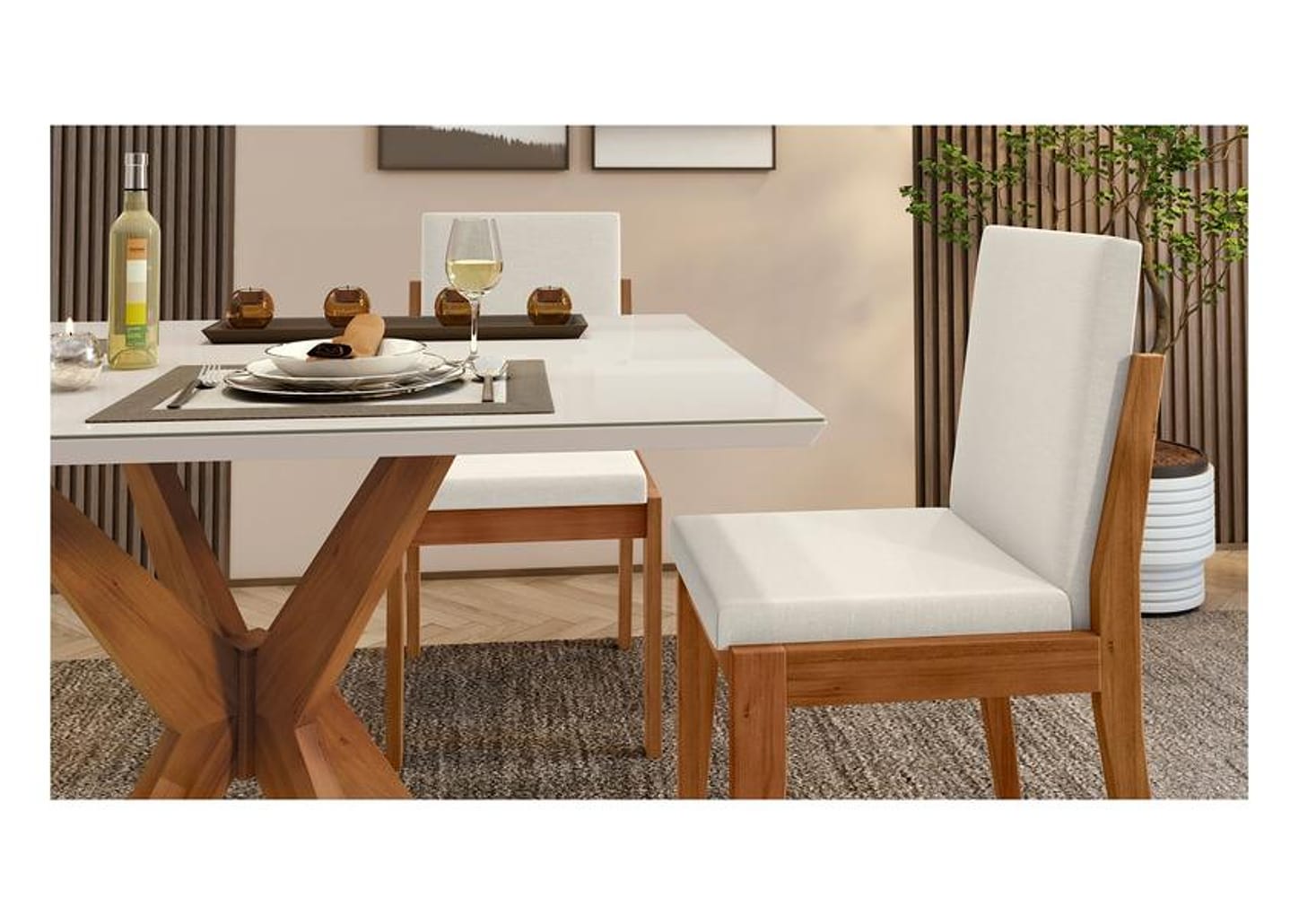 Mesa de Cozinha 4 Cadeiras Retangular Madeira Donna Nesher