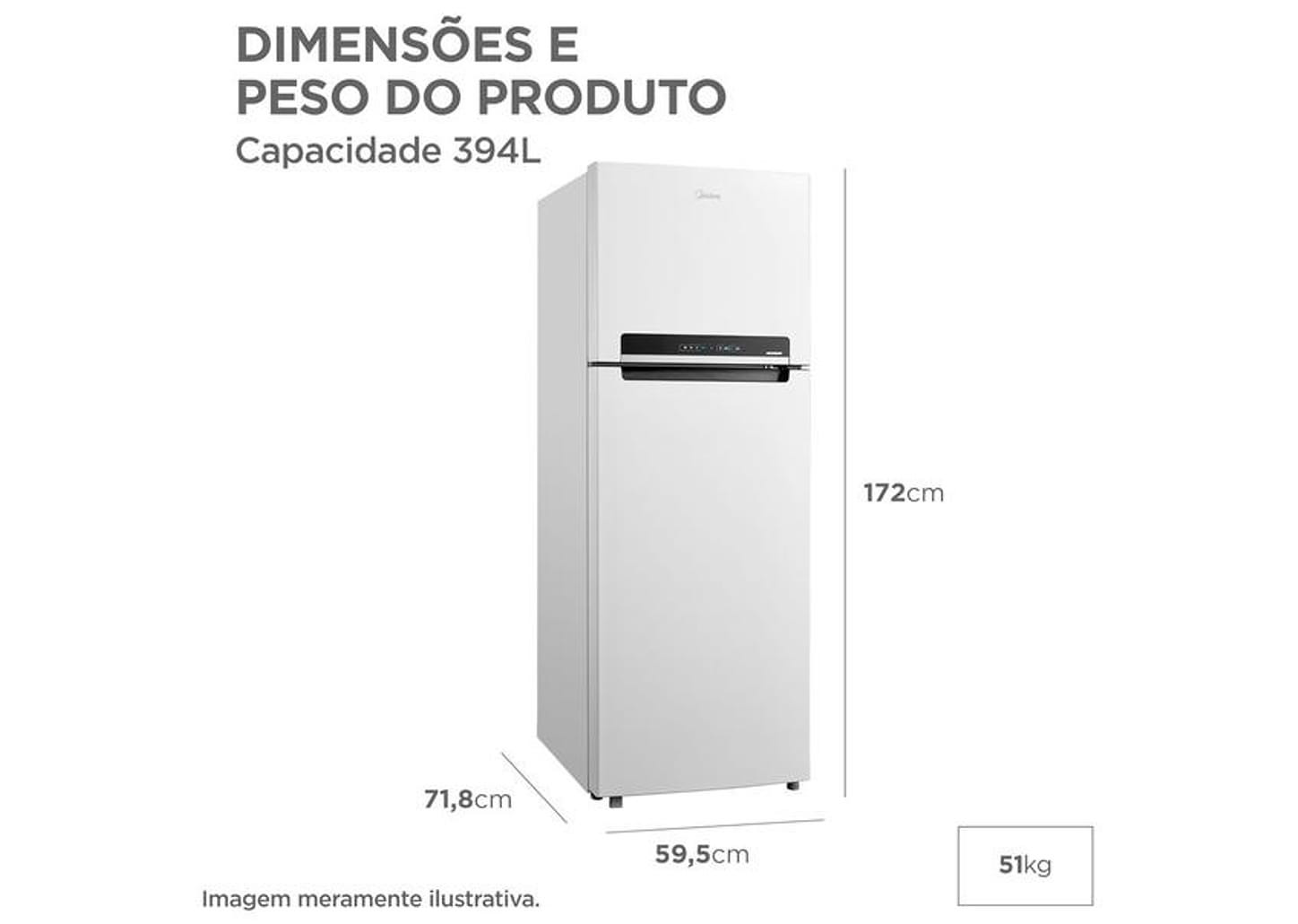 Geladeira/Refrigerador Midea Frost Free Duplex Branco 394L RT533
