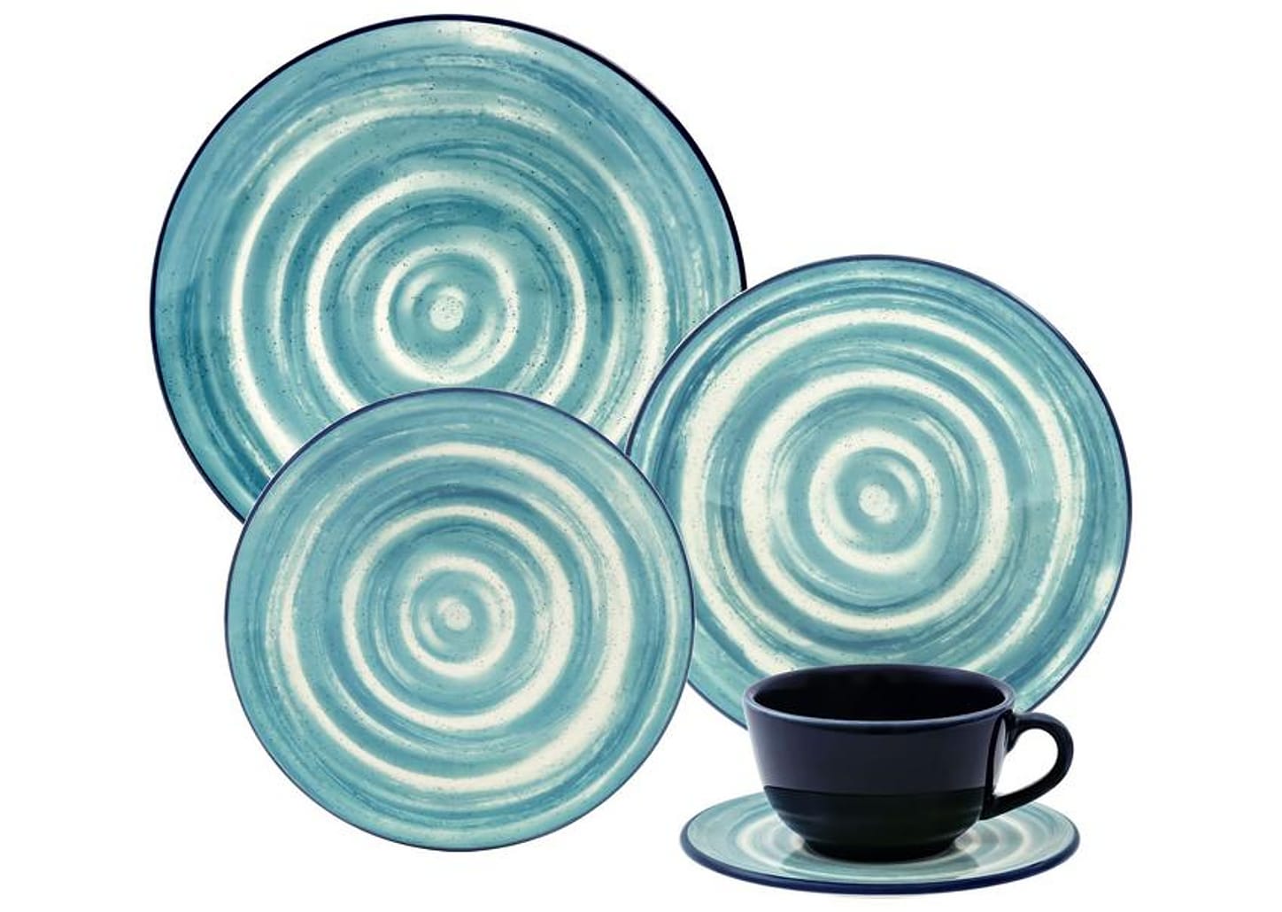 Aparelho de Jantar e Chá 20 Peças Oxford Daily Redondo Azul Unni Oceânica