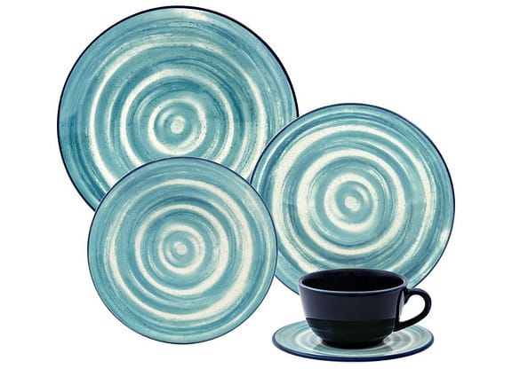 Aparelho de Jantar e Chá 20 Peças Oxford Daily Redondo Azul Unni Oceânica