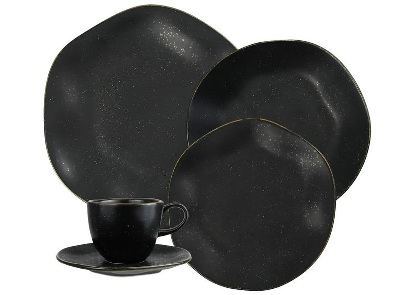 Aparelho de Jantar 20 Peças Oxford Porcelana Preto Ryo Volcano