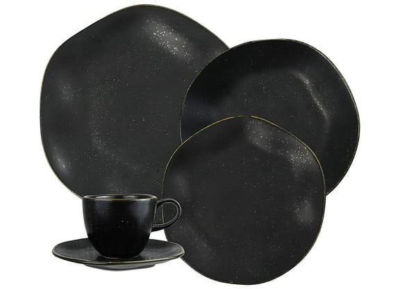 Aparelho de Jantar 20 Peças Oxford Porcelana Preto Ryo Volcano