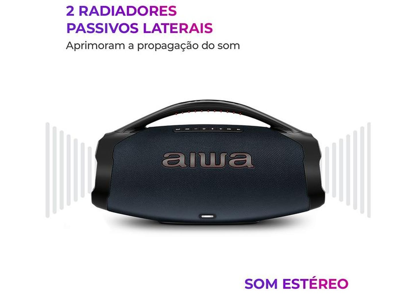 Caixa de Som Aiwa Boombox Light Plus AWS-BBS-01-LBL Bluetooth Ativa Portátil 200W USB