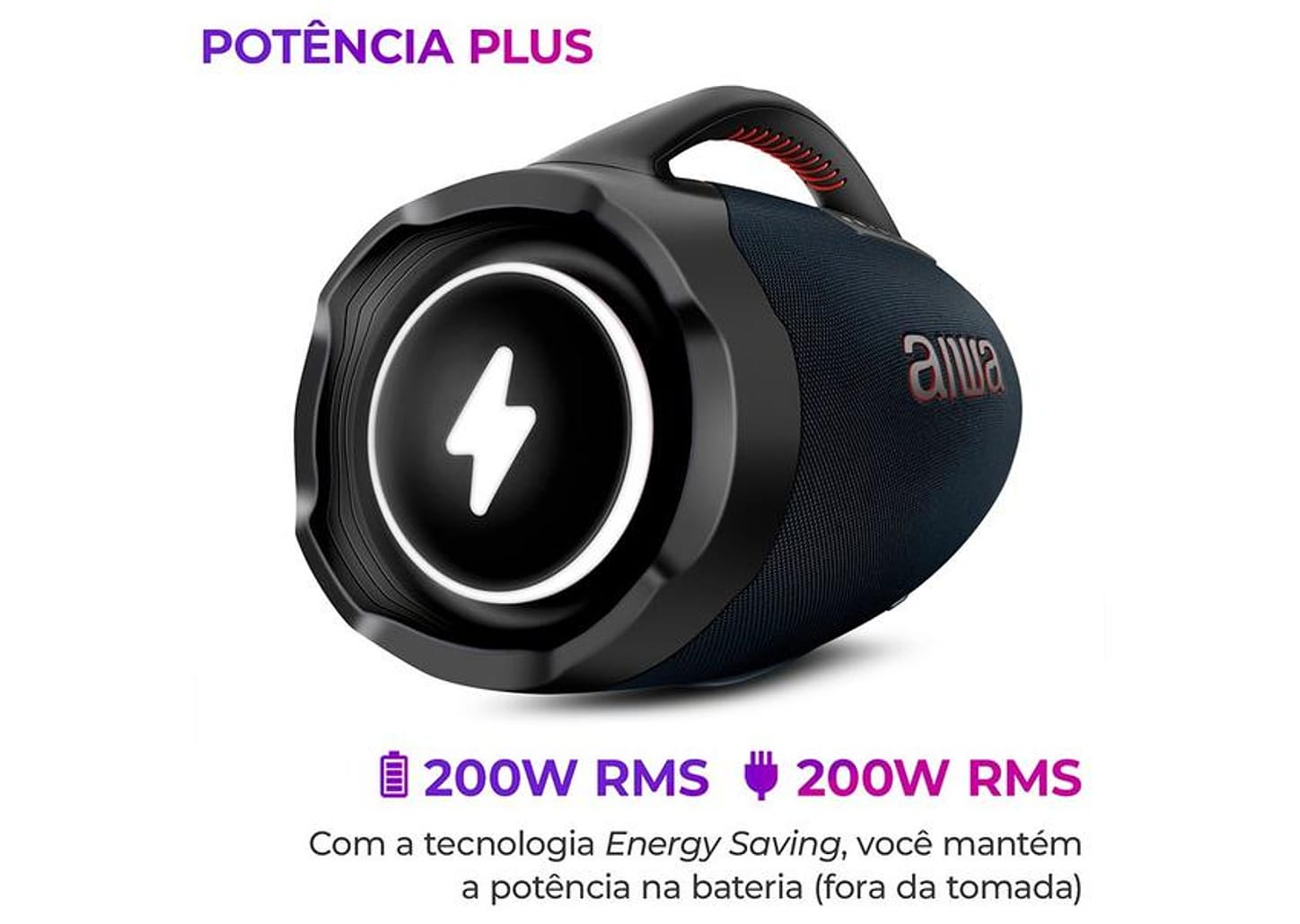 Caixa de Som Aiwa Boombox Light Plus AWS-BBS-01-LBL Bluetooth Ativa Portátil 200W USB