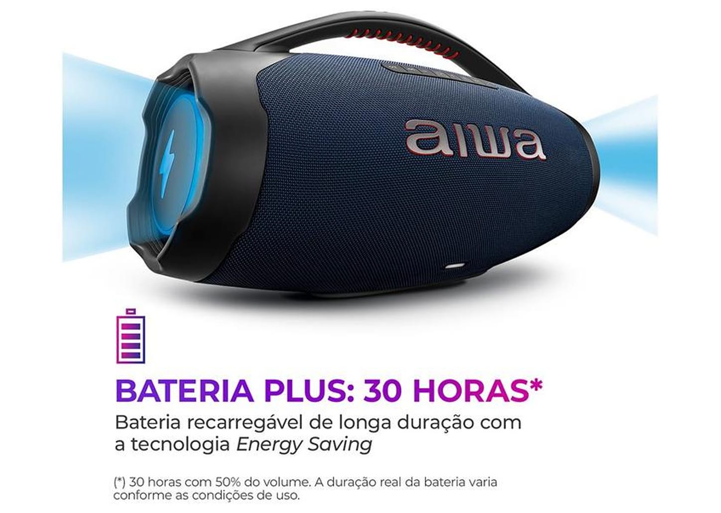 Caixa de Som Aiwa Boombox Light Plus AWS-BBS-01-LBL Bluetooth Ativa Portátil 200W USB