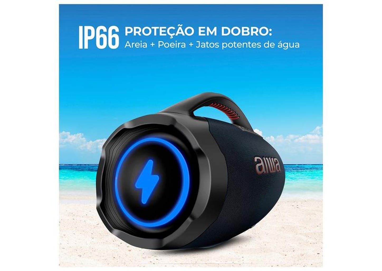 Caixa de Som Aiwa Boombox Light Plus AWS-BBS-01-LBL Bluetooth Ativa Portátil 200W USB