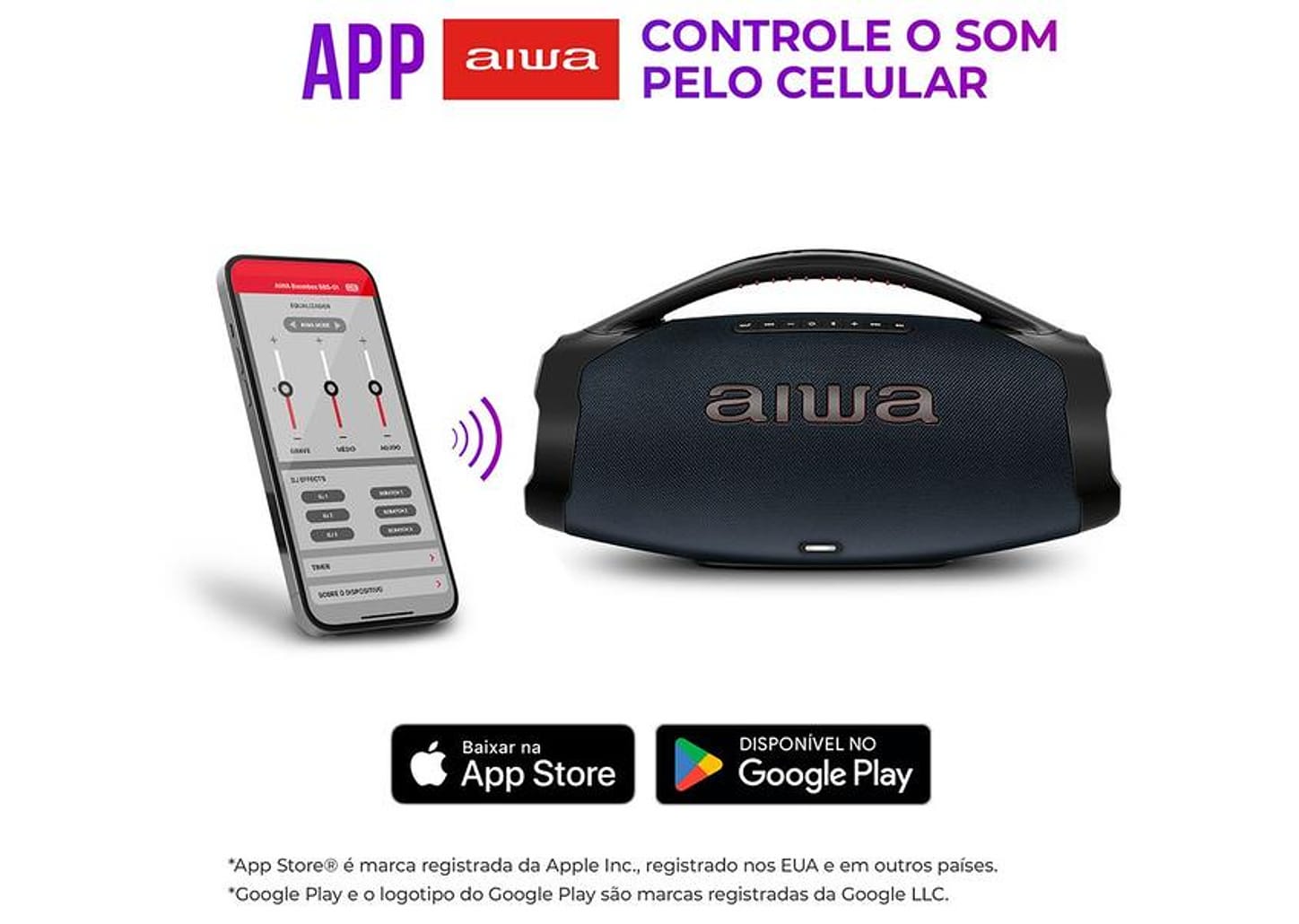 Caixa de Som Aiwa Boombox Light Plus AWS-BBS-01-LBL Bluetooth Ativa Portátil 200W USB