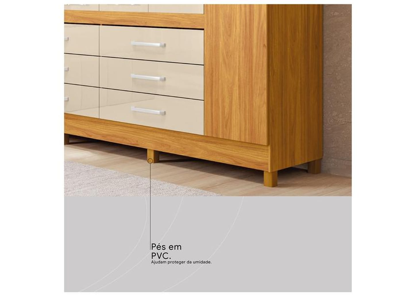 Guarda-roupa Casal com Espelho 6 Gavetas 6 Portas Demobile Paris II