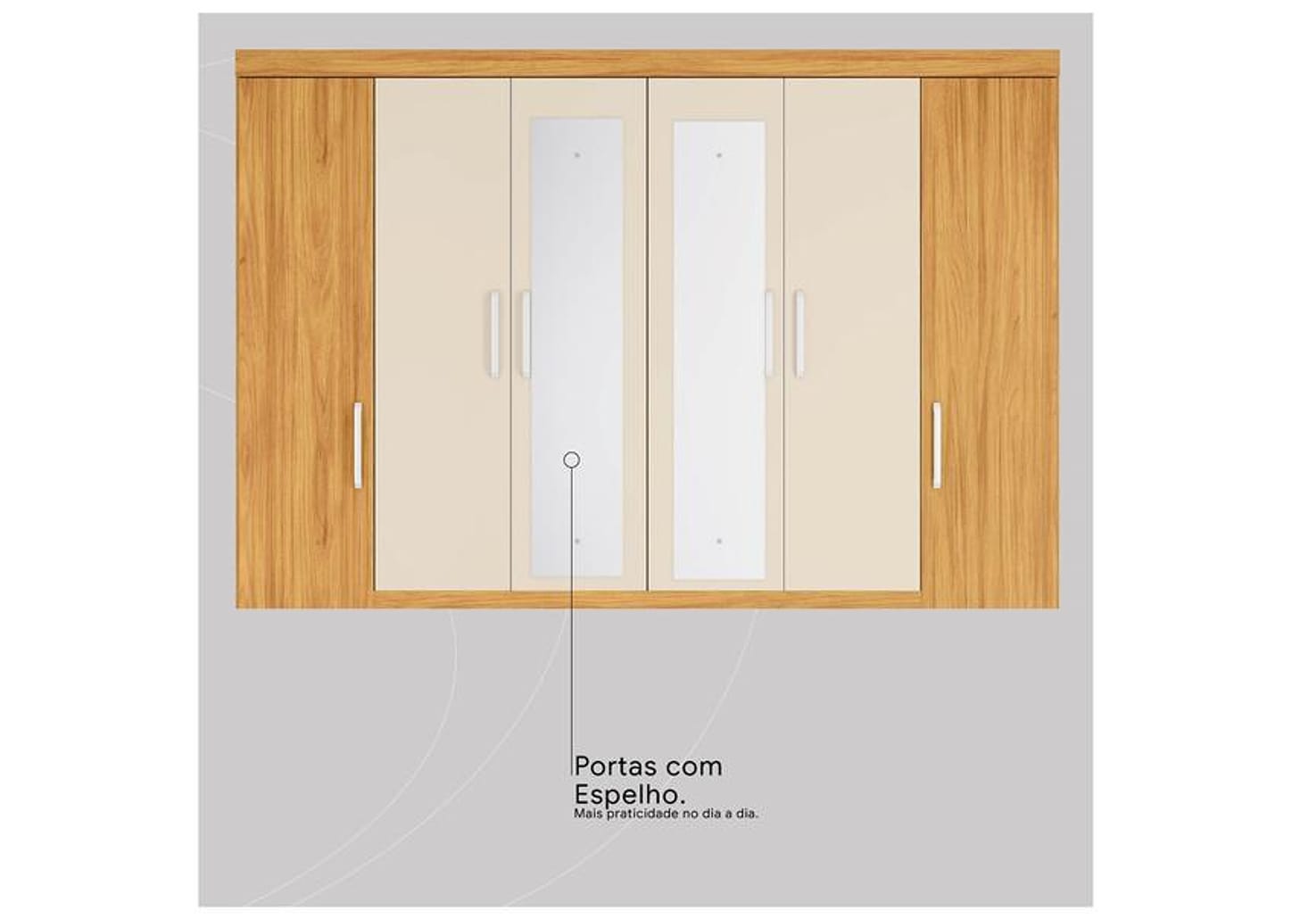 Guarda-roupa Casal com Espelho 6 Gavetas 6 Portas Demobile Paris II