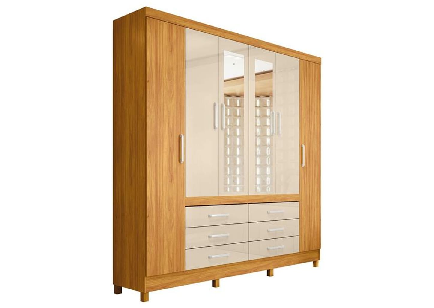Guarda-roupa Casal com Espelho 6 Gavetas 6 Portas Demobile Paris II