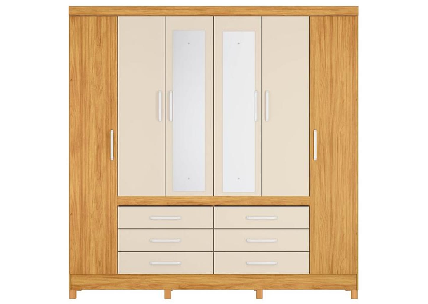 Guarda-roupa Casal com Espelho 6 Gavetas 6 Portas Demobile Paris II