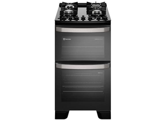 Fogão 4 Bocas Electrolux Preto Duplo Forno Experience FE4DB
