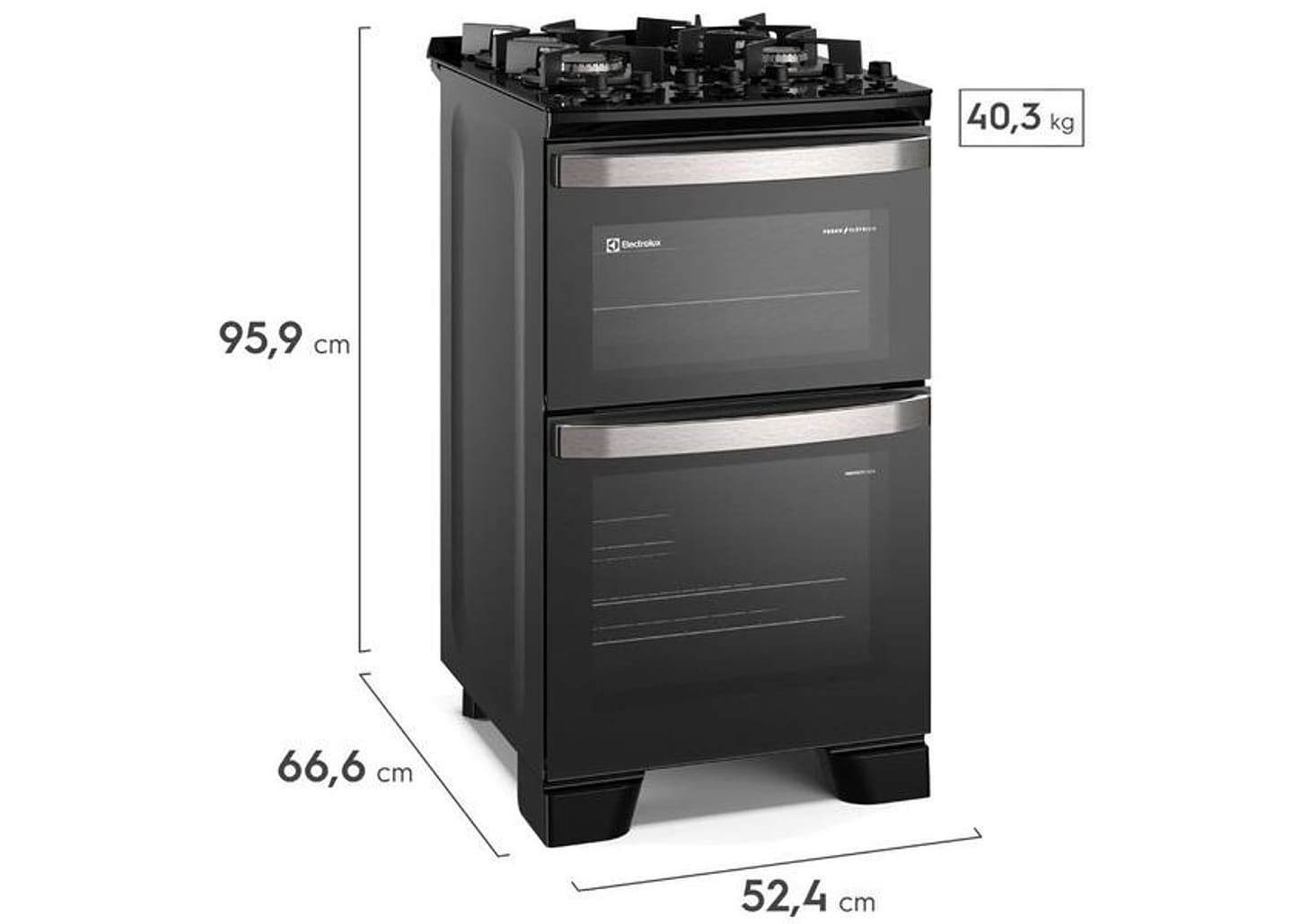 Fogão 4 Bocas Electrolux Preto Duplo Forno Experience FE4DB