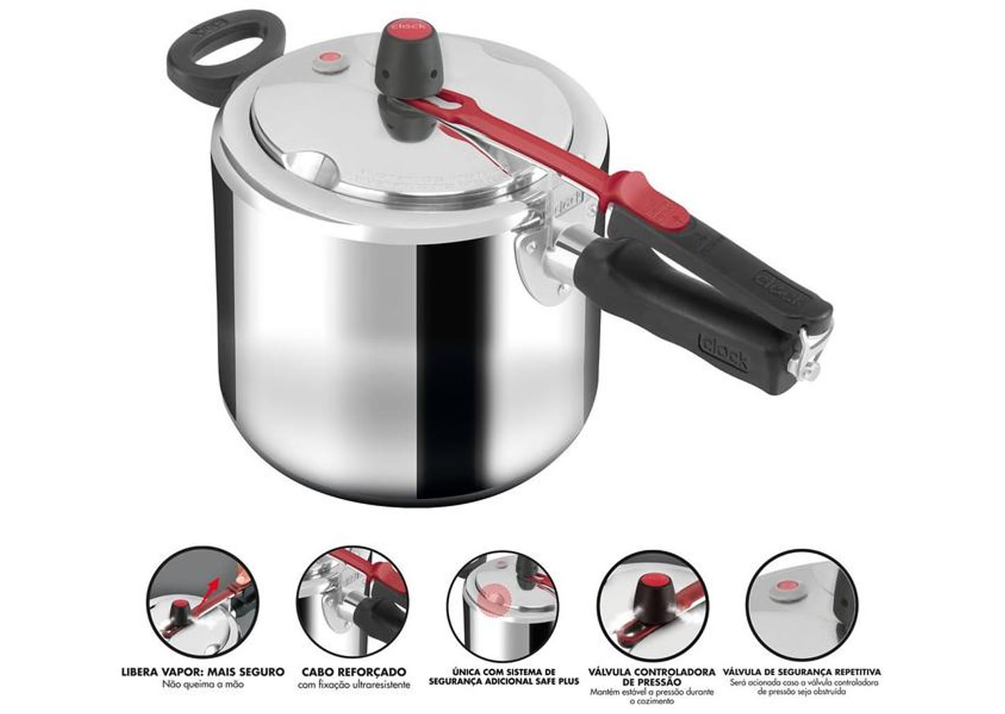 Panela de Pressão Clock 7L Prata Original+
