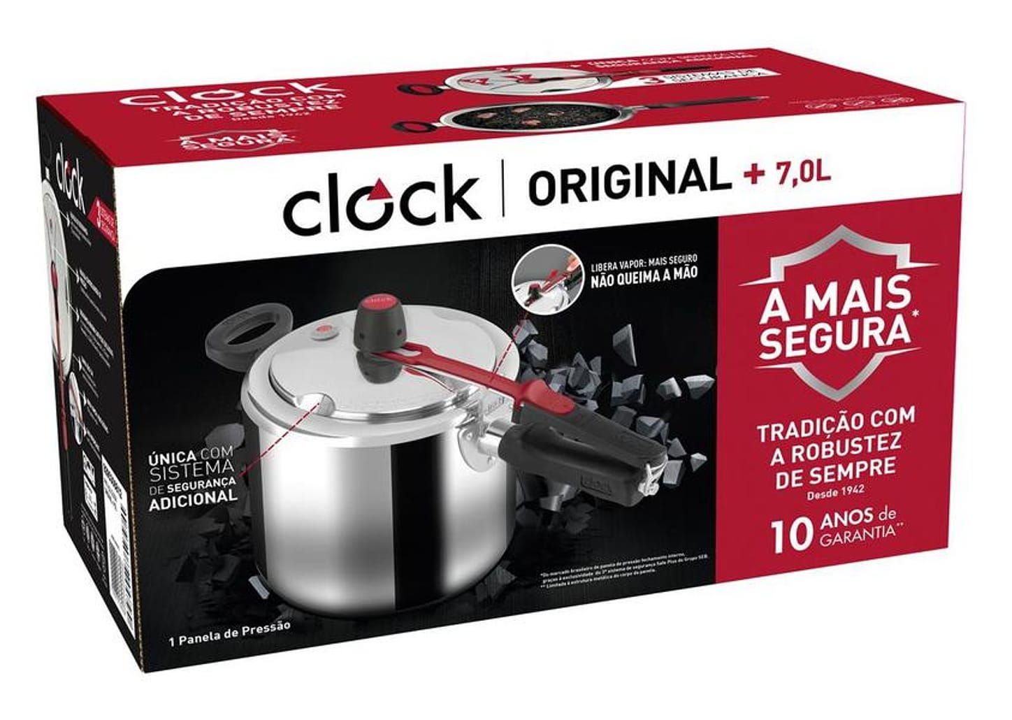 Panela de Pressão Clock 7L Prata Original+