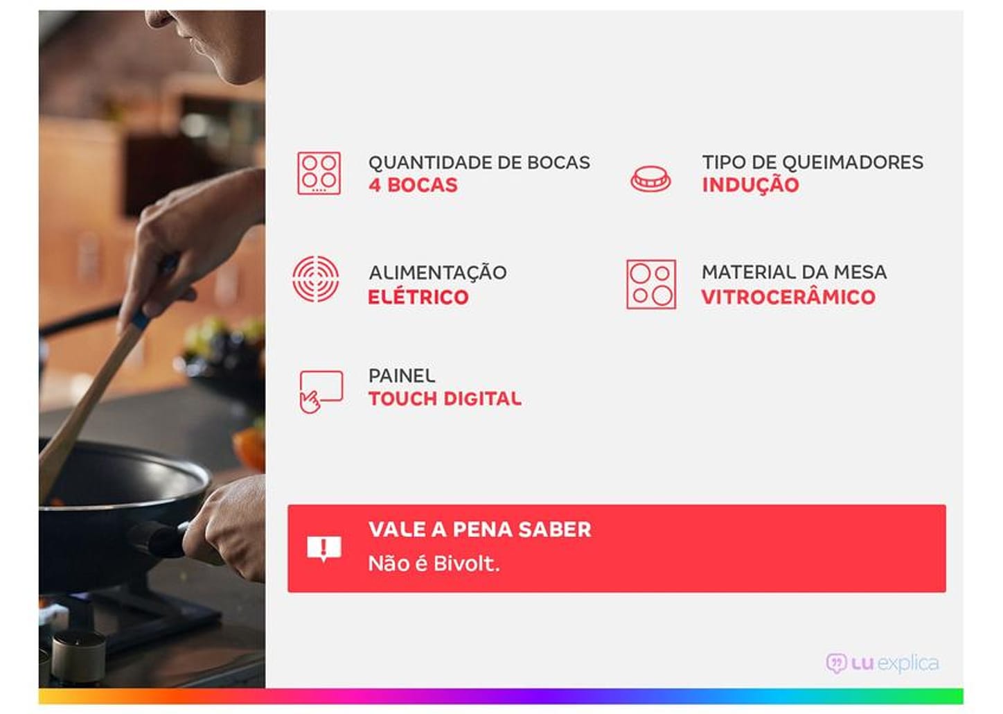 Cooktop 4 Bocas Elétrico Midea Touch Digital Preto Acendimento Automático CYC40P2