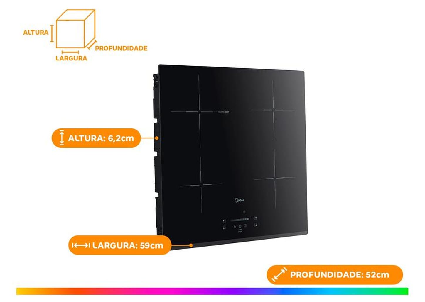 Cooktop 4 Bocas Elétrico Midea Touch Digital Preto Acendimento Automático CYC40P2