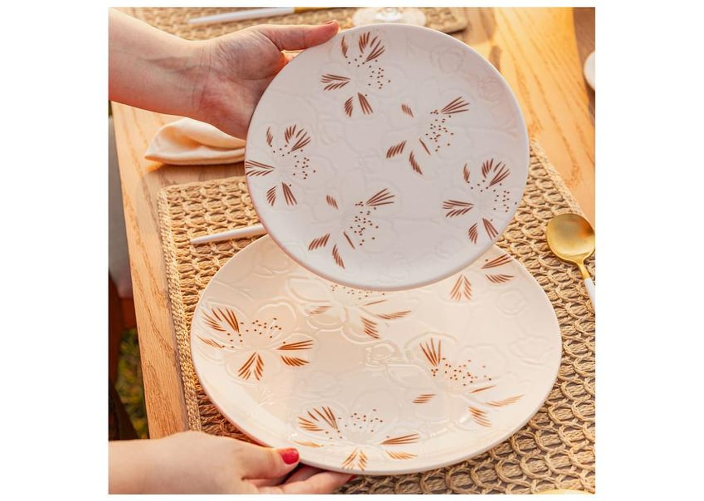 Aparelho de Jantar e Chá 20 Peças Oxford Daily Redondo de Cerâmica Unni Orquídea