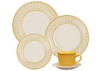 Aparelho de Jantar e Chá 30 Peças Biona Redondo Cerâmica Trama Mostarda