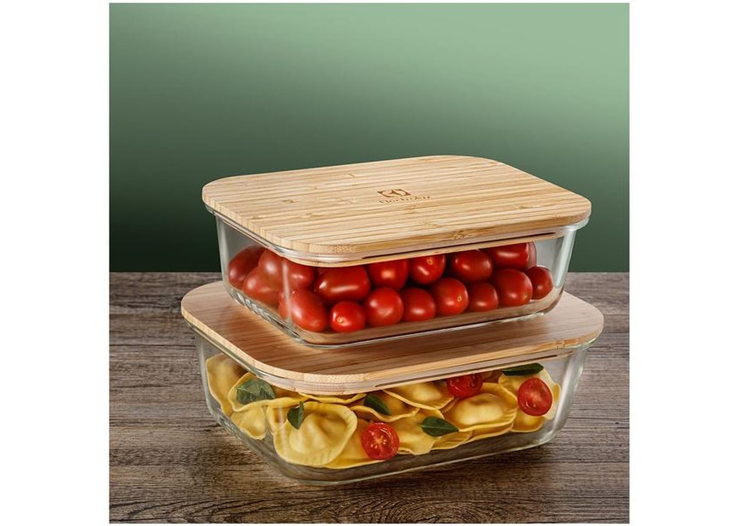 Jogo de Potes Hermético Electrolux com Tampa - Retangular Bambu 2 Peças
