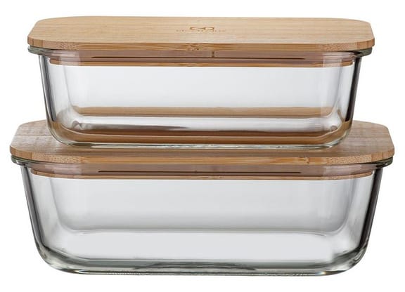 Jogo de Potes Hermético Electrolux com Tampa - Retangular Bambu 2 Peças