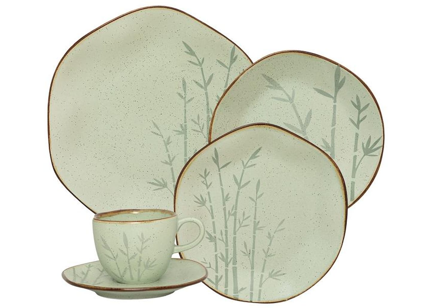 Aparelho de Jantar e Chá 20 Peças Oxford de Porcelana Verde Ryo Bambu