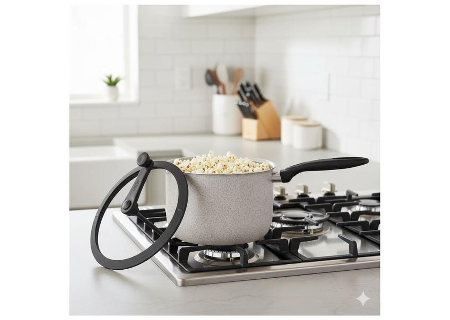 Panela Pipoqueira Brinox de Alumínio com Tampa de Vidro 5,5L 22cm Vanilla Ceramic Life Pic Poc