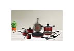 Jogo de Panelas Rochedo Antiaderente de Alumínio Vermelho 11 Peças Facilita