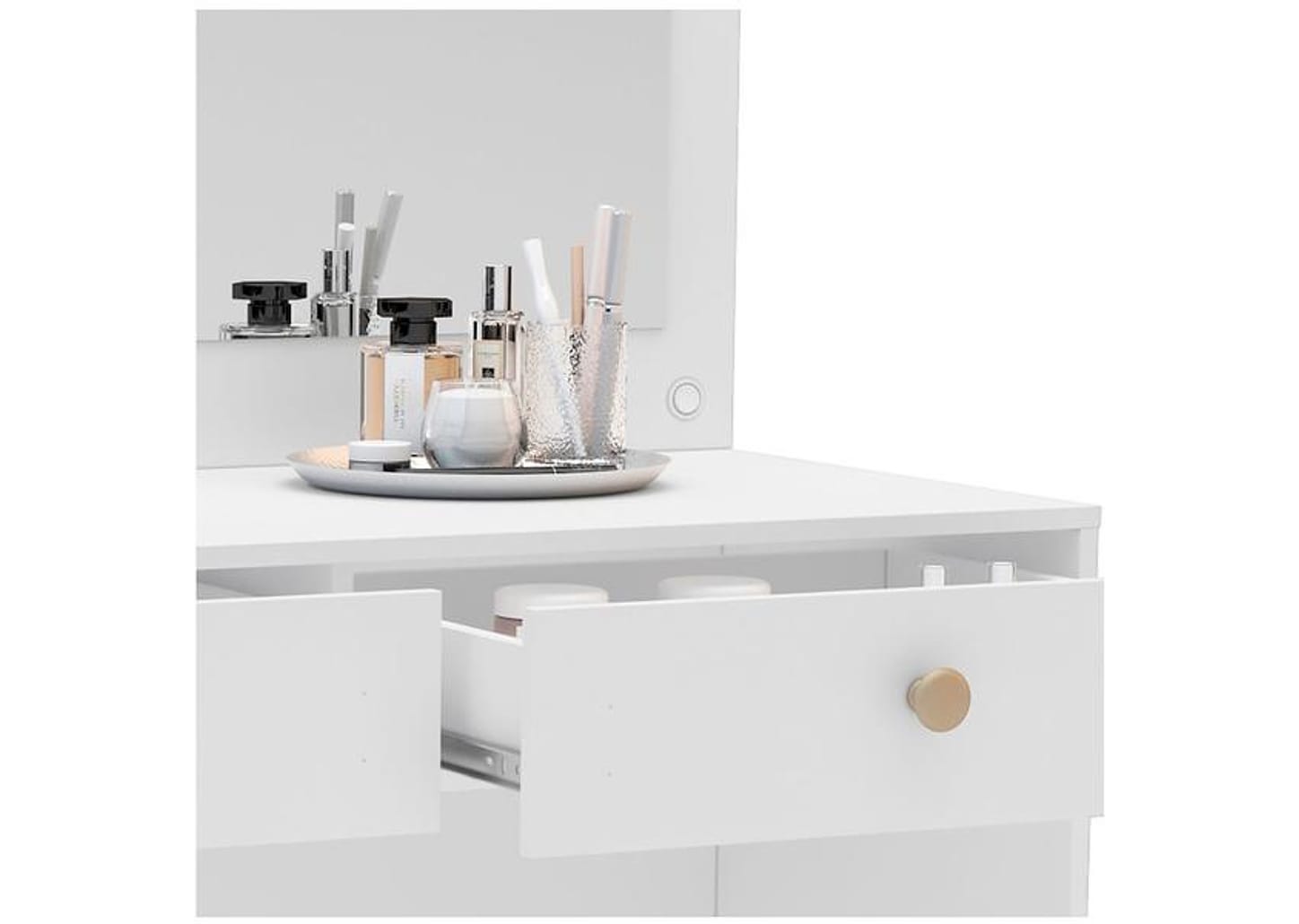 Penteadeira com Espelho e LED 2 Gavetas Politorno Móveis Valência