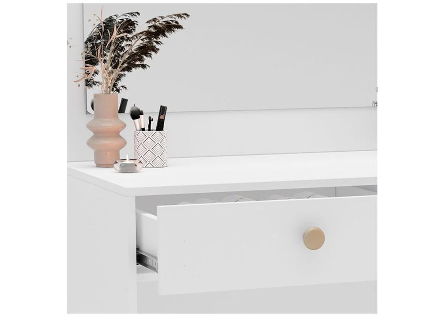 Penteadeira com Espelho e LED 2 Gavetas Politorno Móveis Valência