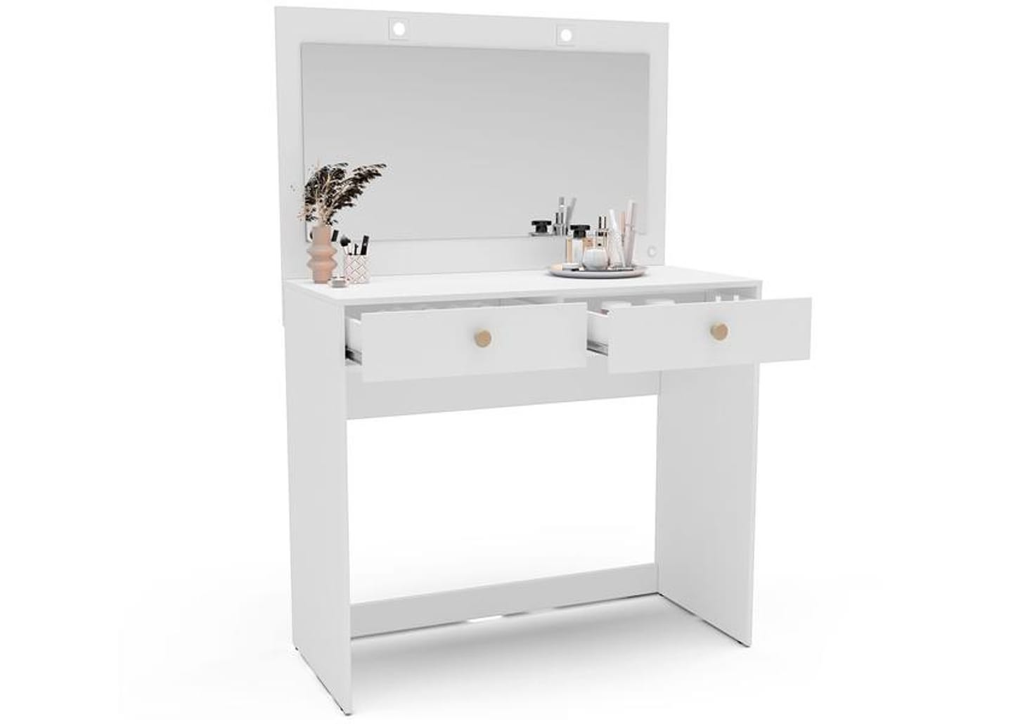 Penteadeira com Espelho e LED 2 Gavetas Politorno Móveis Valência