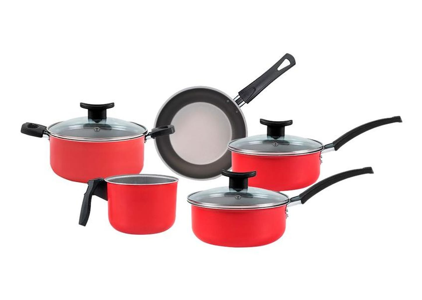 Jogo de Panelas Brinox Antiaderente de Alumínio Vermelho 5 Peças Ruby